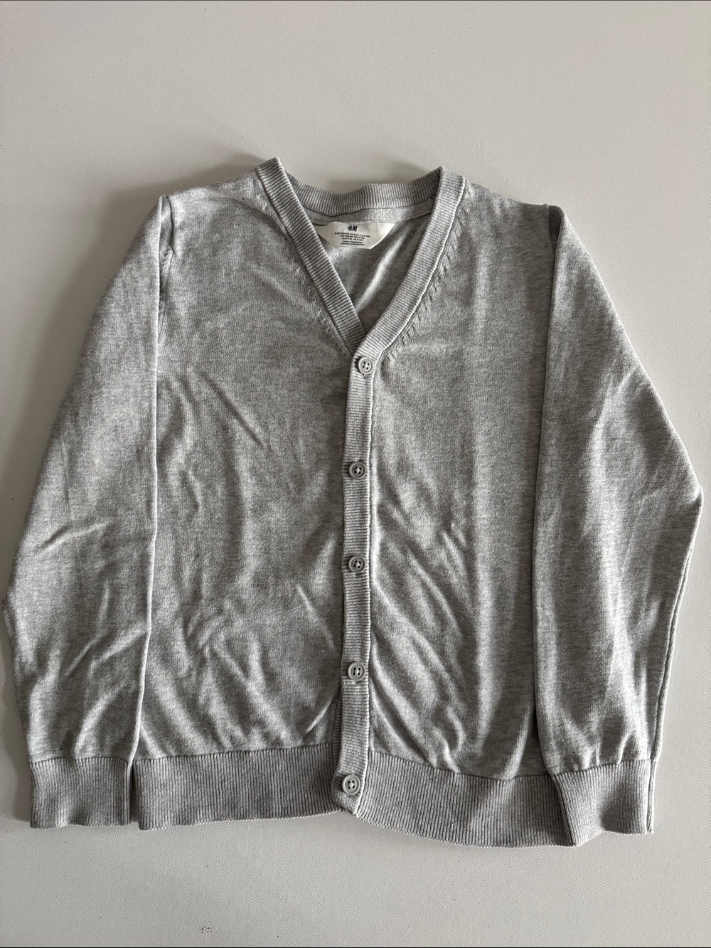 H&M Light Gray V-Neck Button Front Cardigan